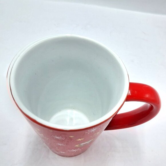Davids Tea The Perfect Mug Hedgehog Winter Snowflakes and Stars Red 12 oz Cup - Picture 7 of 7